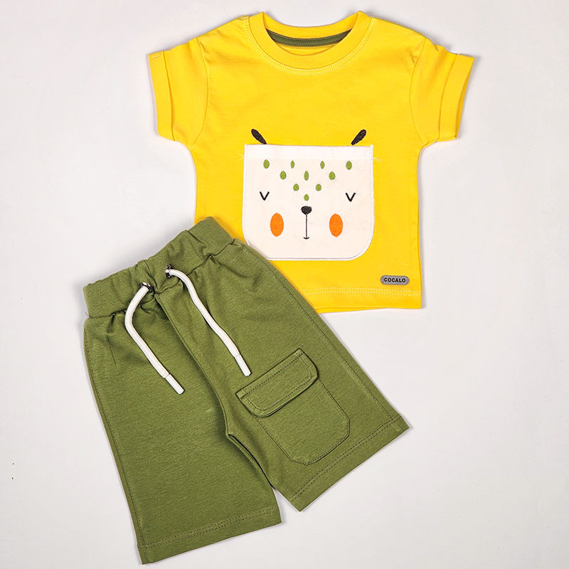 ست تیشرت و شلوارک پسرانه طرح سگ